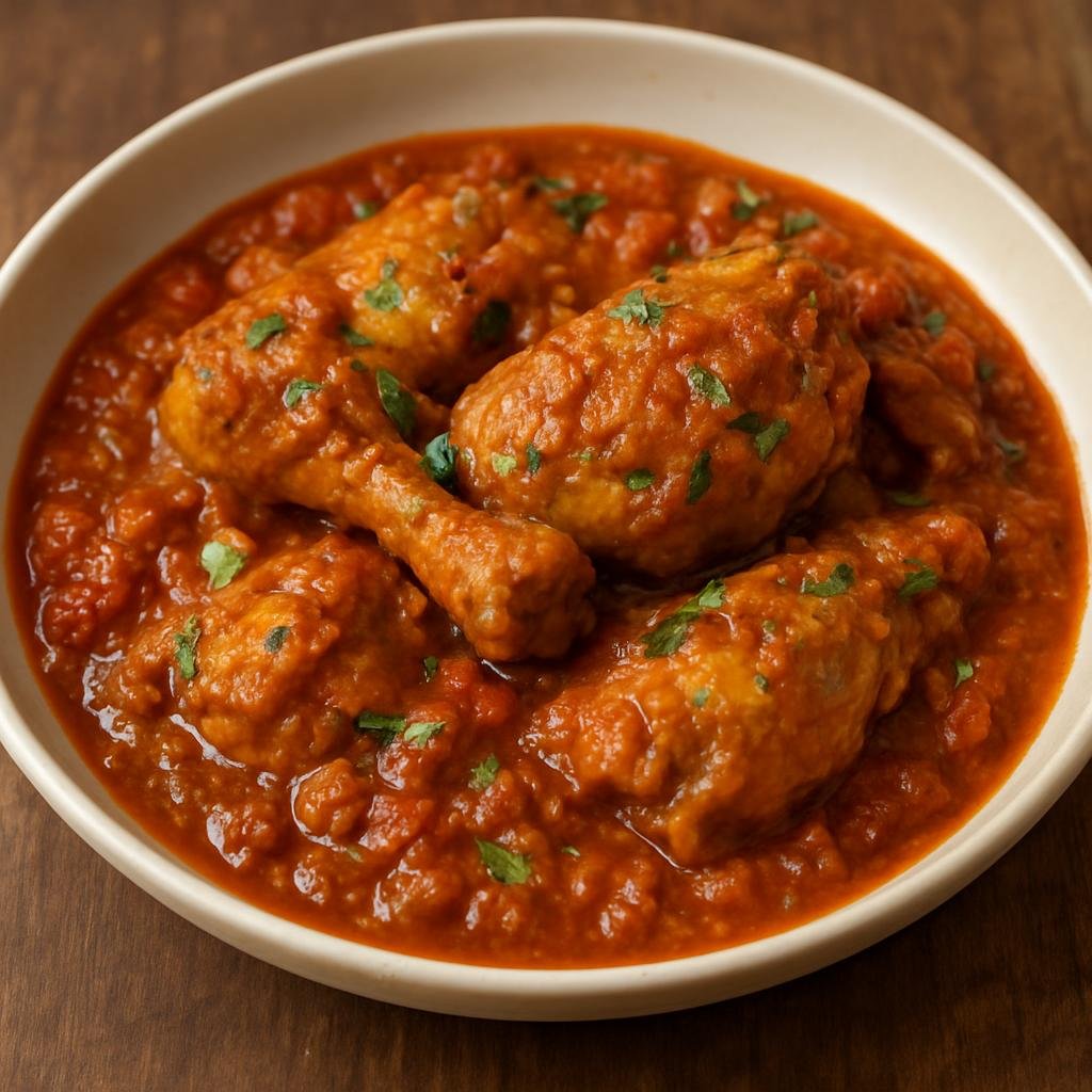 Entree: Gambia – Chicken Afra (Gambian braised chicken in a savory peanut-tomato sauce with bright tamarind or citrus notes) recipe