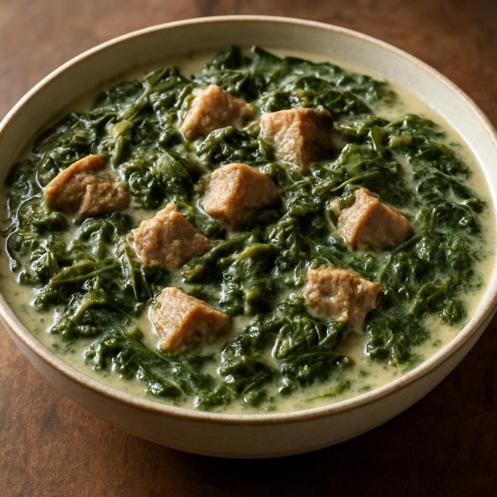 Entree: Samoa – Lu'au (A traditional Samoan stew of taro leaves simmered in coconut cream with meat) recipe