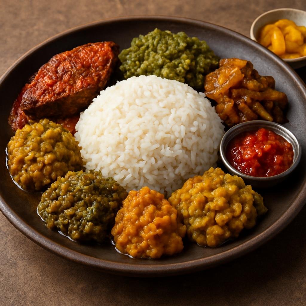 Entree: Bangladesh – Bangladeshi Street Food – ভর্তা প্ল্যাটার ➤ Bhorta Platter (Assorted seasoned mashed vegetables and fish served with steamed rice and condiments) recipe
