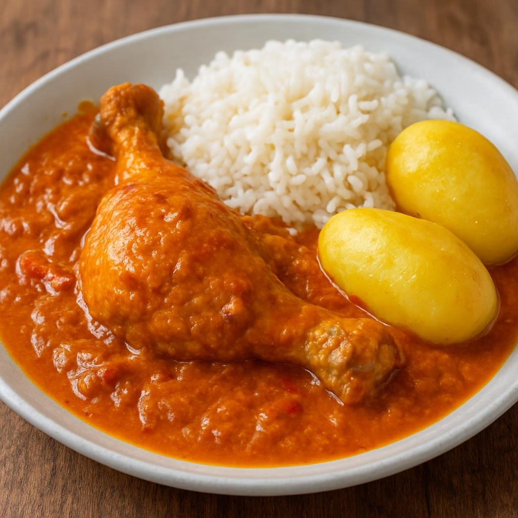 Entree: Bolivia – Sajta de Pollo (Bolivian spicy chicken stew in a pepper-tomato sauce typically served with potatoes and rice) recipe