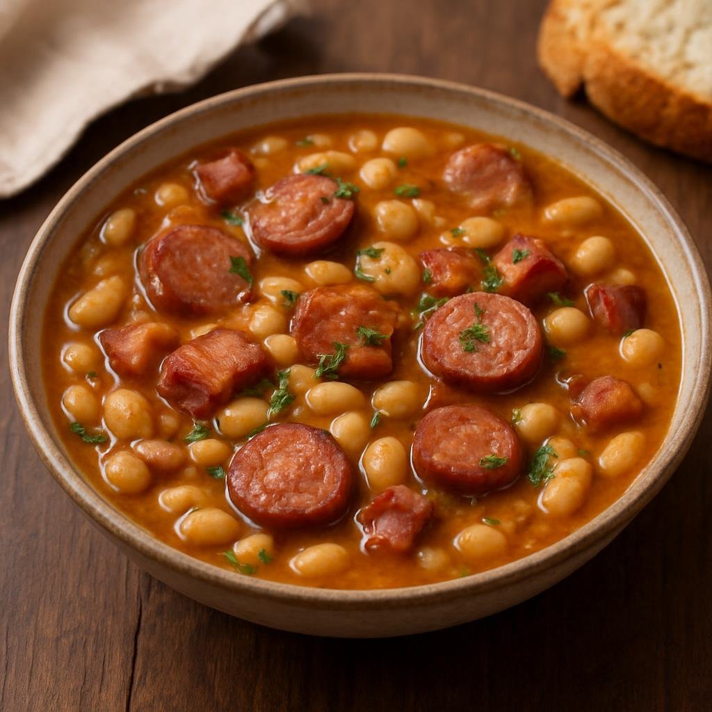 Entree: Croatia – Central Culinary Region – Grah s Kobasicom (Hearty Croatian white bean stew simmered with smoked sausage and bacon) recipe
