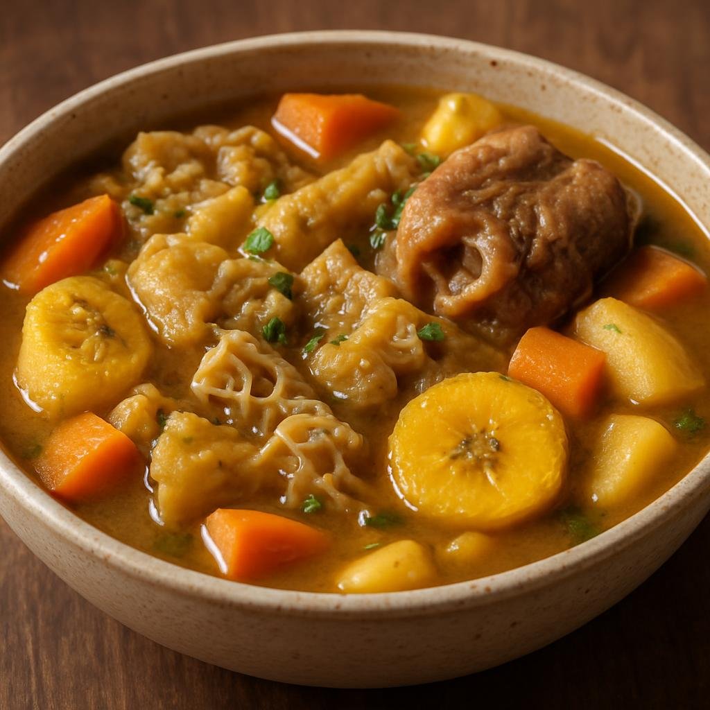 Entree: Curacao – Central Culinary Region – Sopi Mondongo (Hearty Curaçaoan tripe and pork hock soup-stew with root vegetables and plantain) recipe