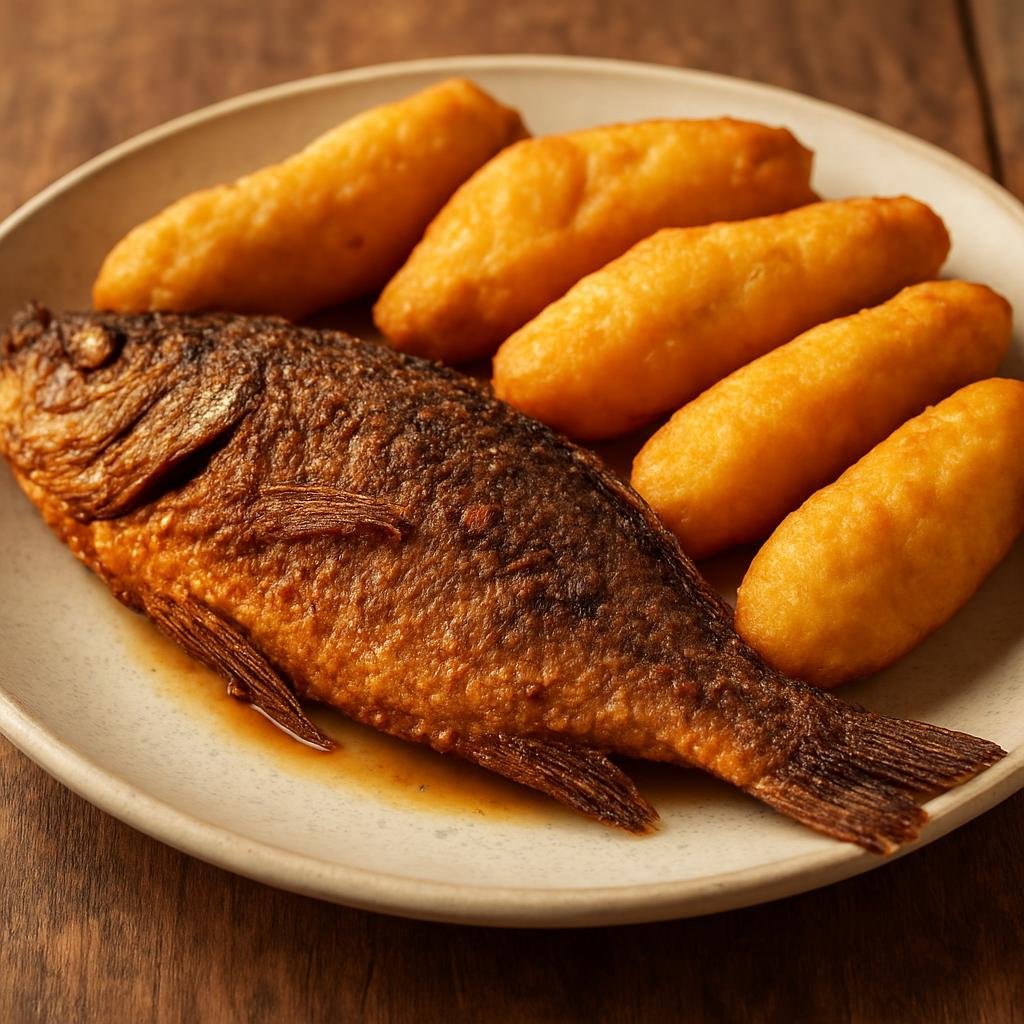 Entree: Jamaica – Festival and Fish (Crispy fried seasoned fish served with festival, sweet fried cornmeal dumplings popular in Jamaica) recipe