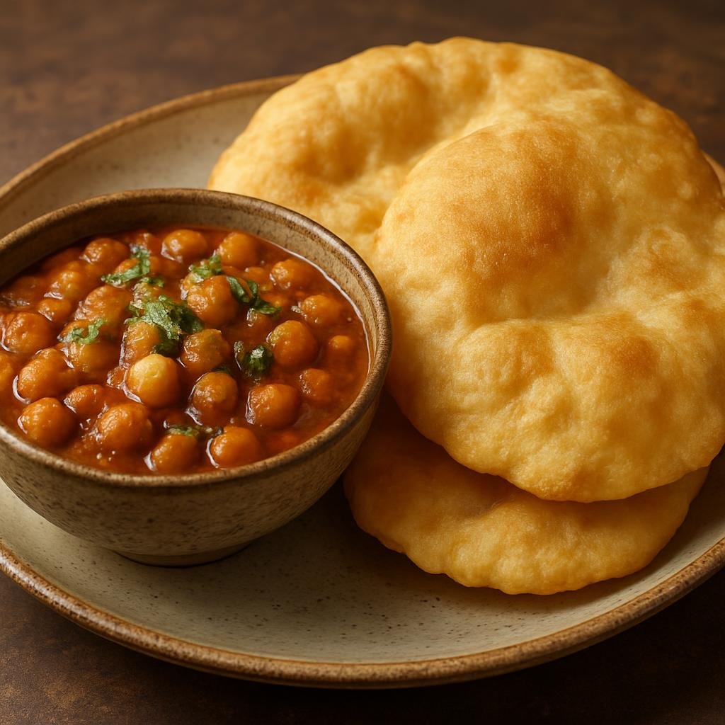 Entree: Singapore – Indian Singapore – Chole Bhature (Spiced chickpea curry served with puffed deep-fried leavened flatbreads popular in Indian Singapore) recipe