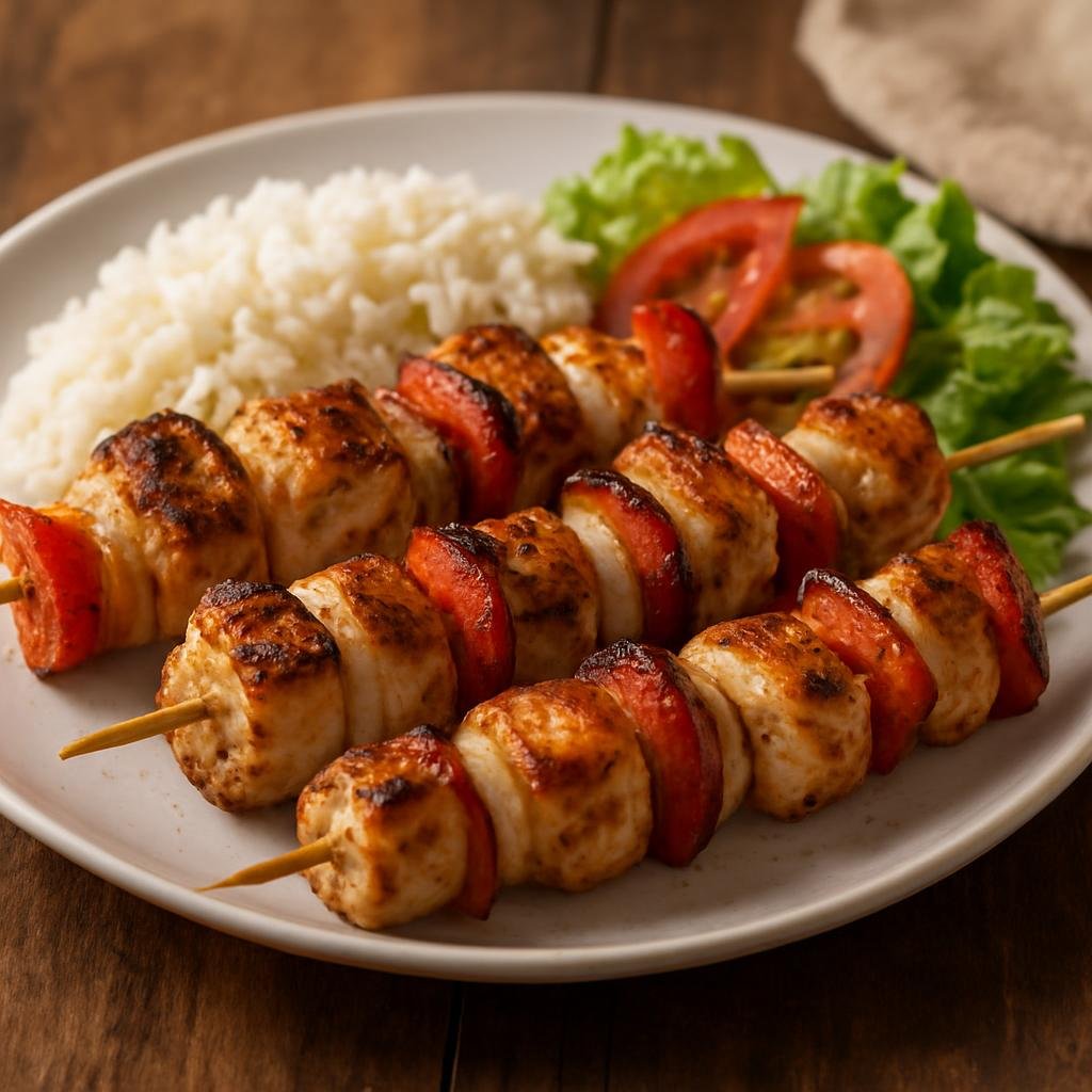 Entree: Cape Verde – National Cuisine – Espetada de Peixe (Grilled marinated fish skewers typical of Cape Verdean coastal cuisine) recipe