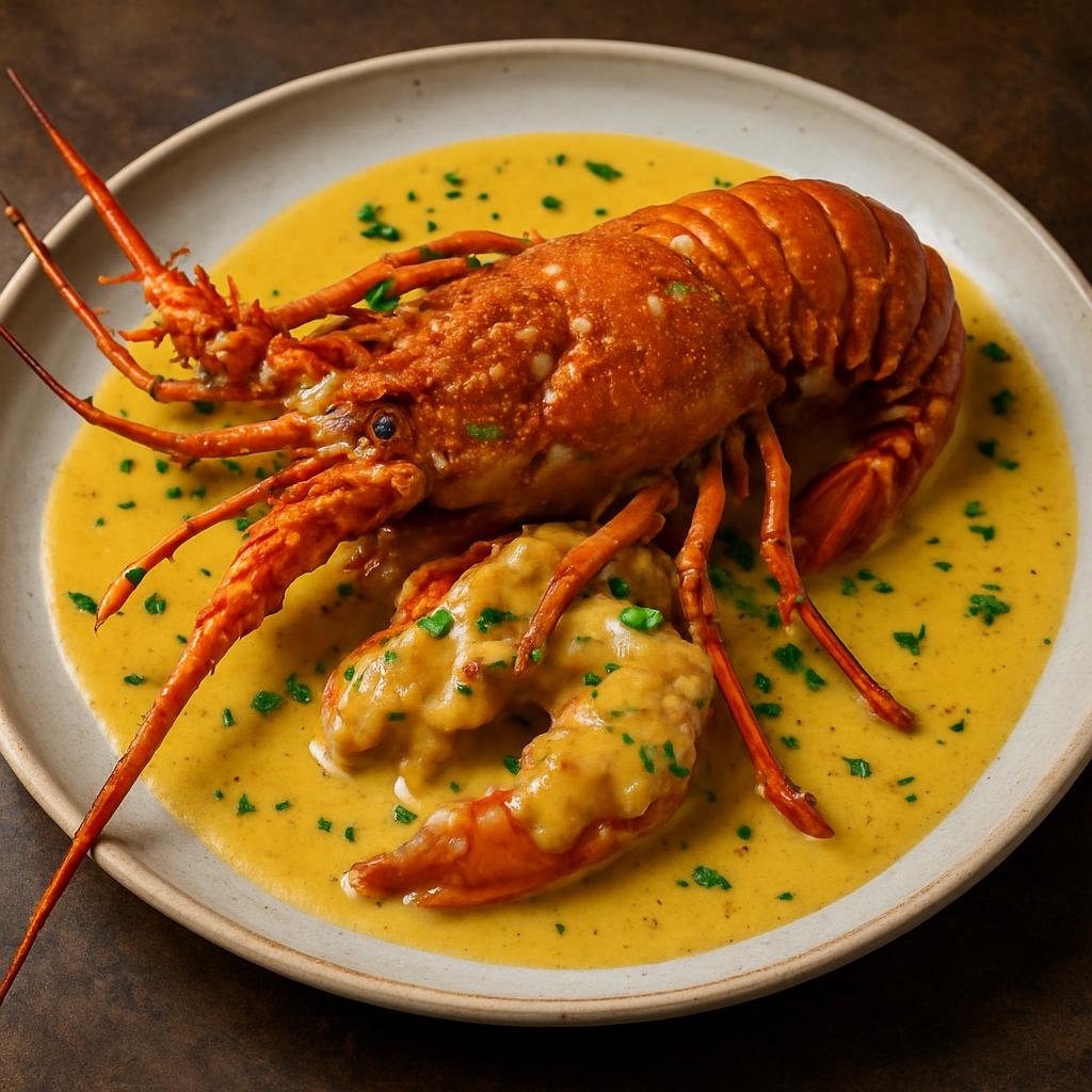 Entree: Guadeloupe – Northern Culinary Region – Langouste à la Vanille (Spiny lobster poached and finished in a warm vanilla, butter, and rum sauce) recipe