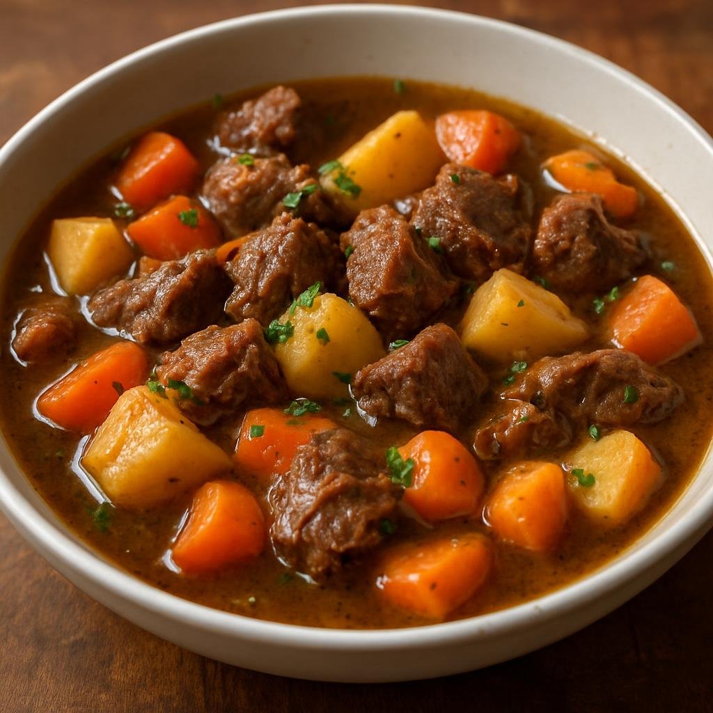 Entree: Falkland Islands (Malvinas) – Braised Mutton with Vegetables (Slow-braised mutton stew with root vegetables in a savory stock) recipe