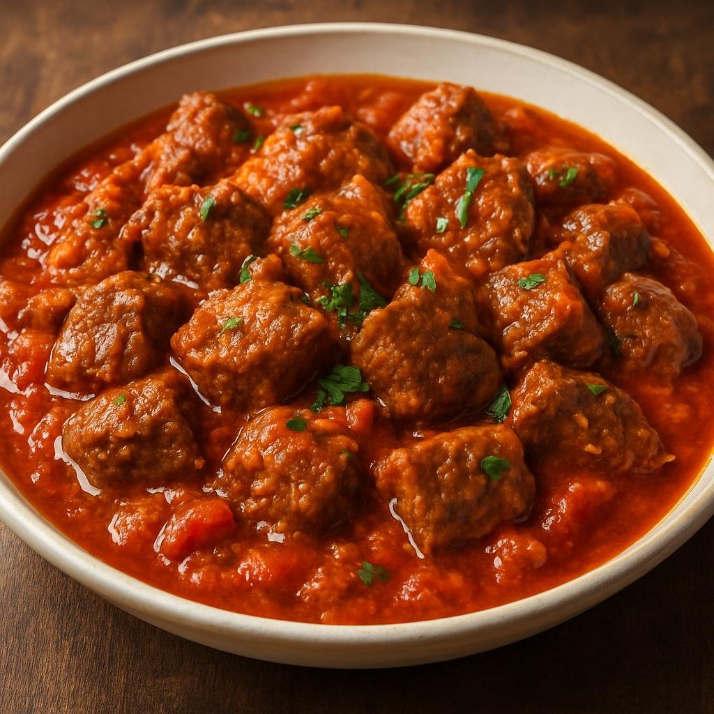 Entree: Gabon – Ragoût de Viande (Hearty slow-simmered beef stew in a spiced tomato and palm oil base typical of Gabon) recipe