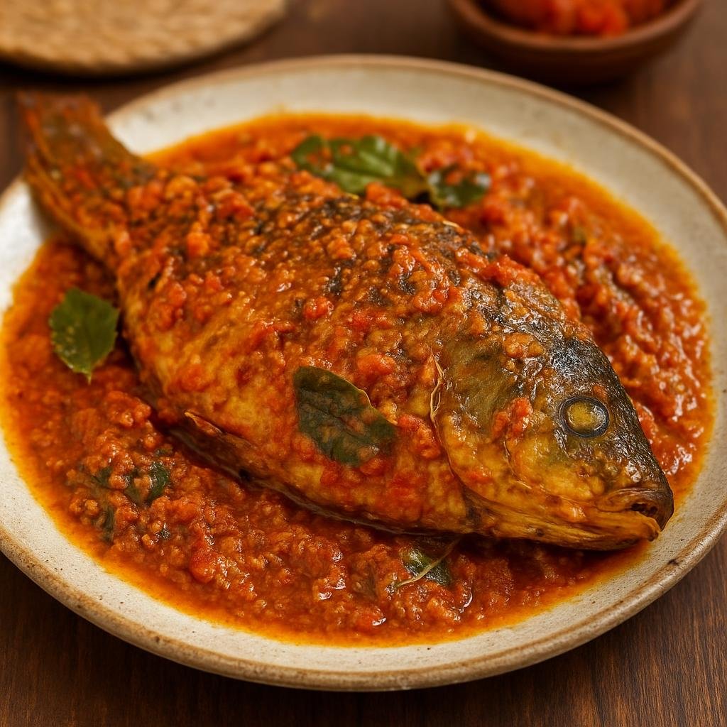 Entree: Indonesia – Batak – Arsik Ikan Mas (Batak-style spicy-sour carp braised in a fragrant andaliman and torch ginger spice sauce) recipe