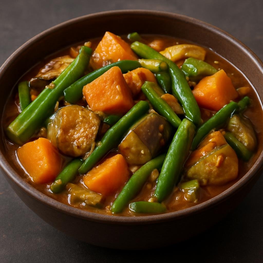 Entree: Philippines – Ilocano – Pinakbet (Ilocano mixed vegetable stew flavored with fermented shrimp paste) recipe