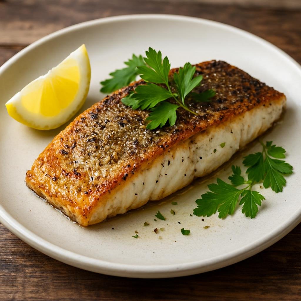 Entree: Australia – Melbourne & Victoria – Barramundi (Pan-seared or grilled Australian white-fleshed fish fillet, typically served simply with lemon and herbs) recipe