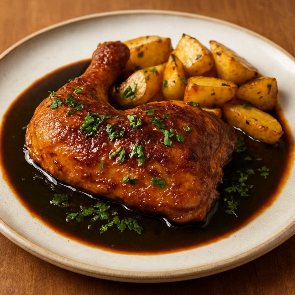Entree: Austria – Styria – Kürbiskernöl-Hendl (Pan-roasted chicken finished with Styrian pumpkin seed oil and a savory pan sauce) recipe