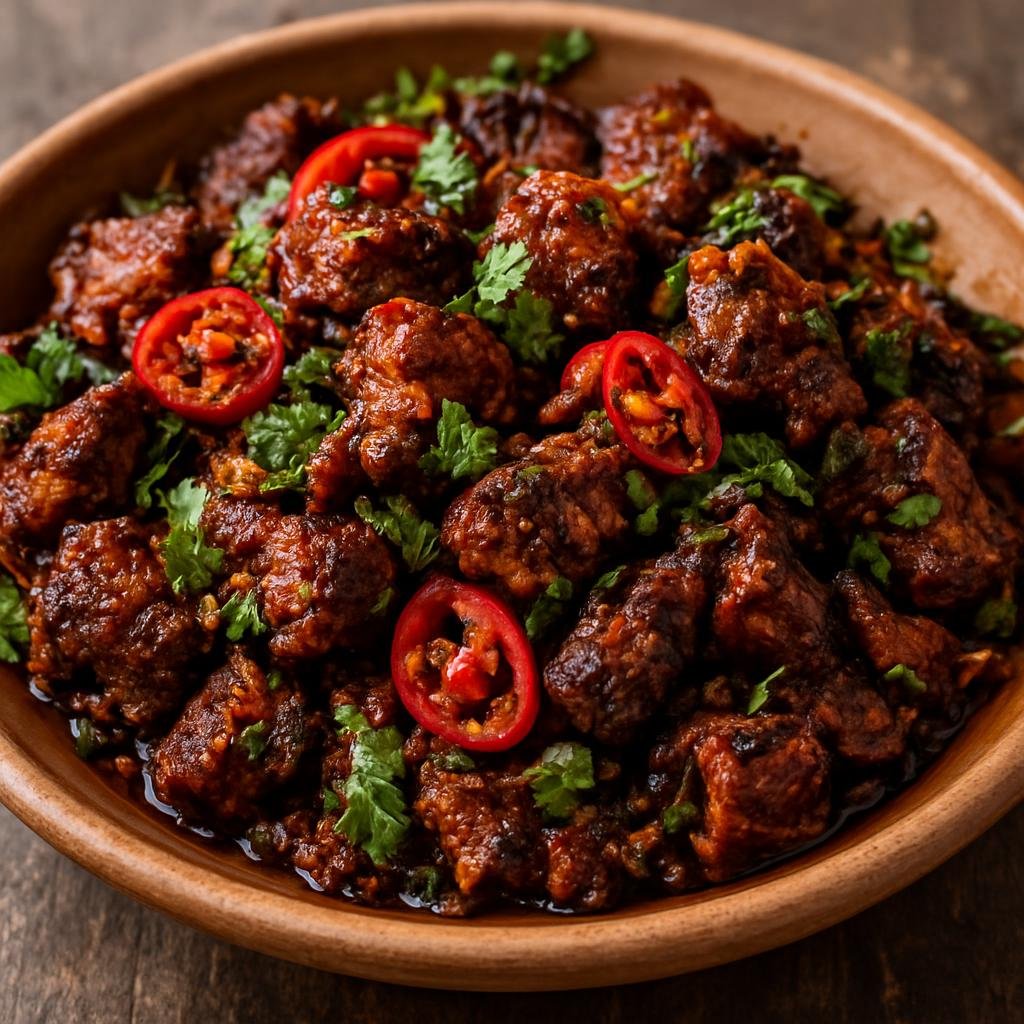 Entree: Nepal – Newari Cuisine – छोयला ➤ chhoyela (Spicy smoky grilled meat salad tossed with chilies, timur, and cilantro) recipe