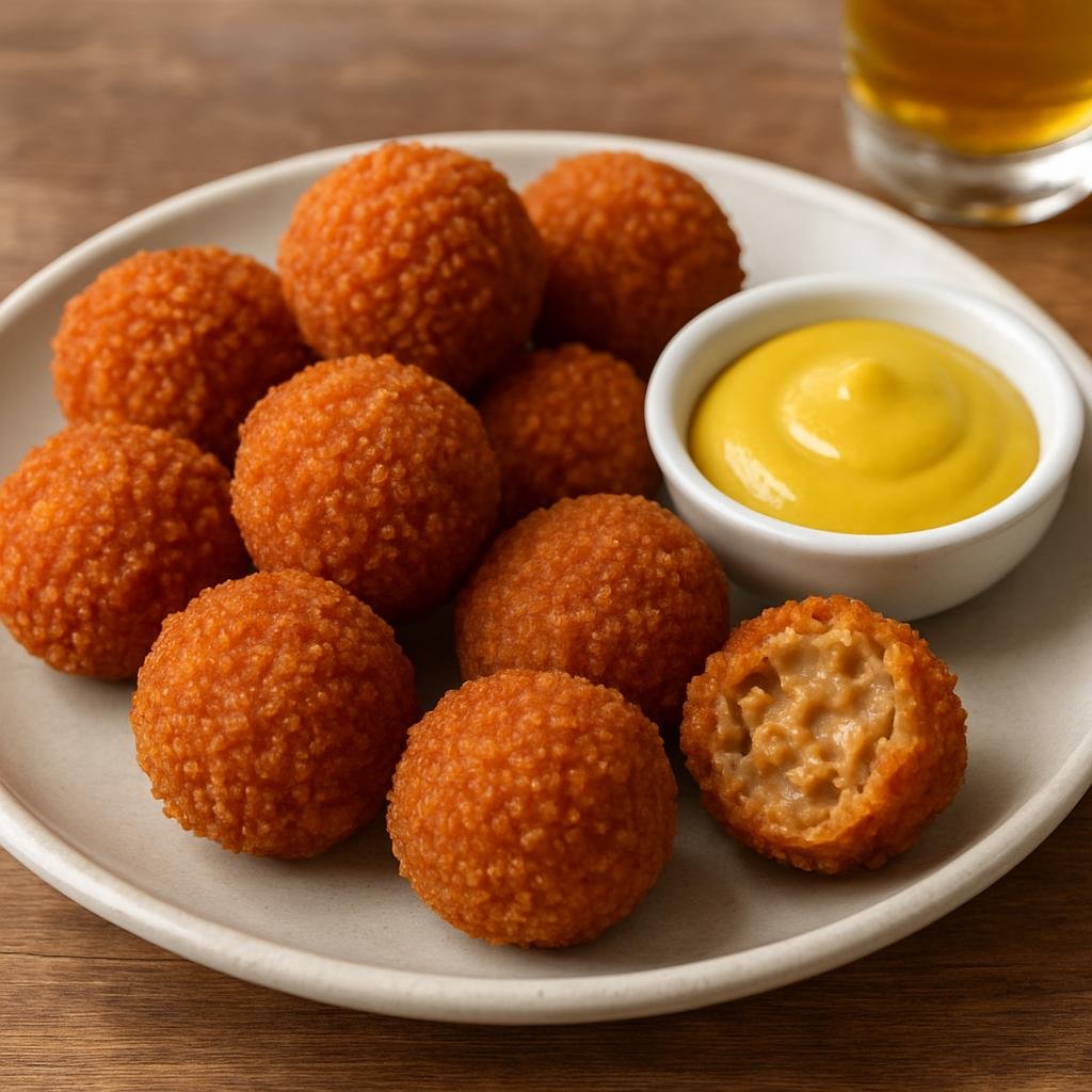 Entree: Netherlands – Holland / Amsterdam – Bitterballen (Crispy deep-fried Dutch beef ragout croquettes commonly served with mustard) recipe