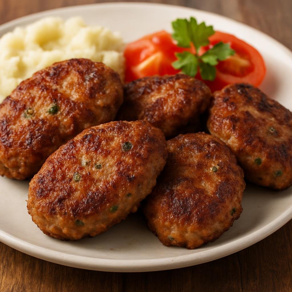 Entree: Romania – Moldavia – Pârjoale Moldovenești (Moldavian seasoned ground-meat patties pan-fried and often finished in the oven) recipe