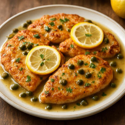 Entree: Italy – Lombardy – Chicken Piccata with Tenderloins (Sautéed chicken in lemon-caper sauce) recipe