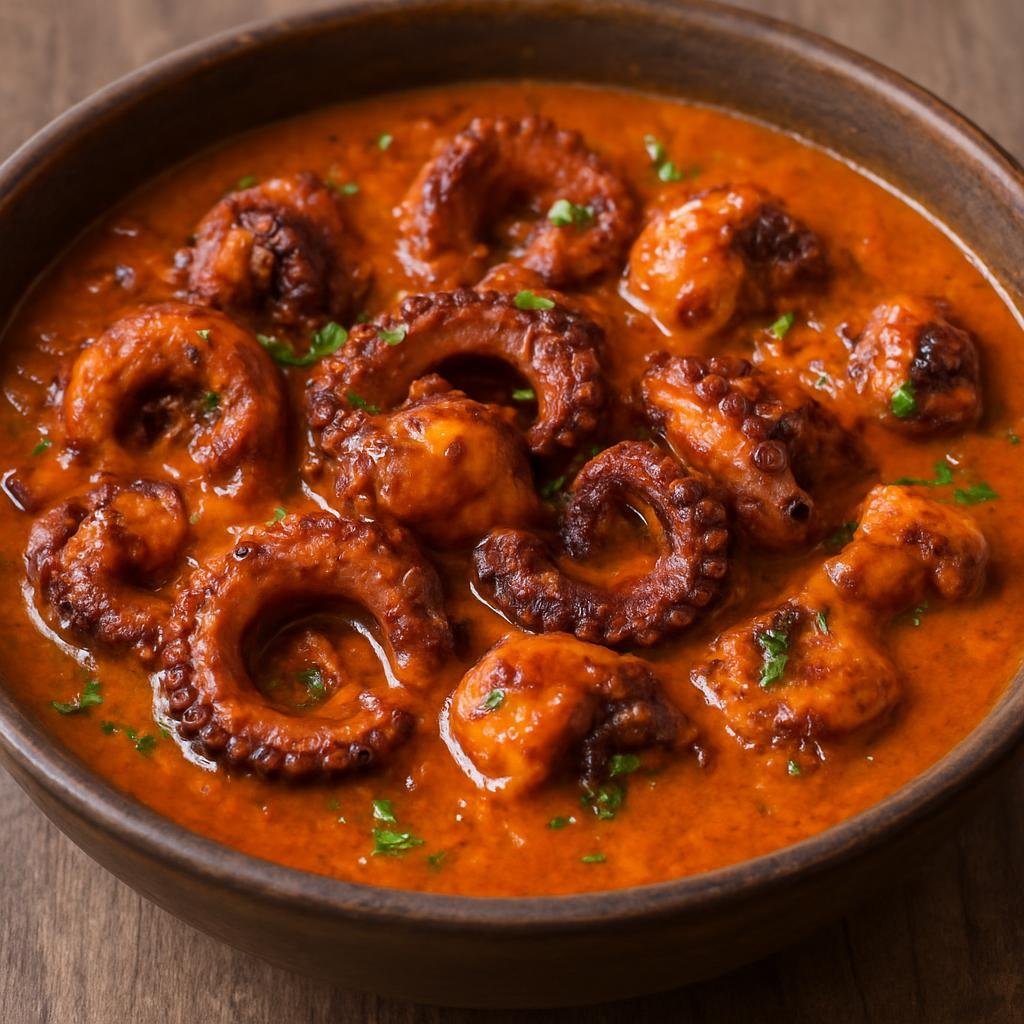 Entree: Guadeloupe – Southern Culinary Region – Chatrou (Guadeloupean Creole stewed octopus in a spicy tomato and coconut sauce) recipe