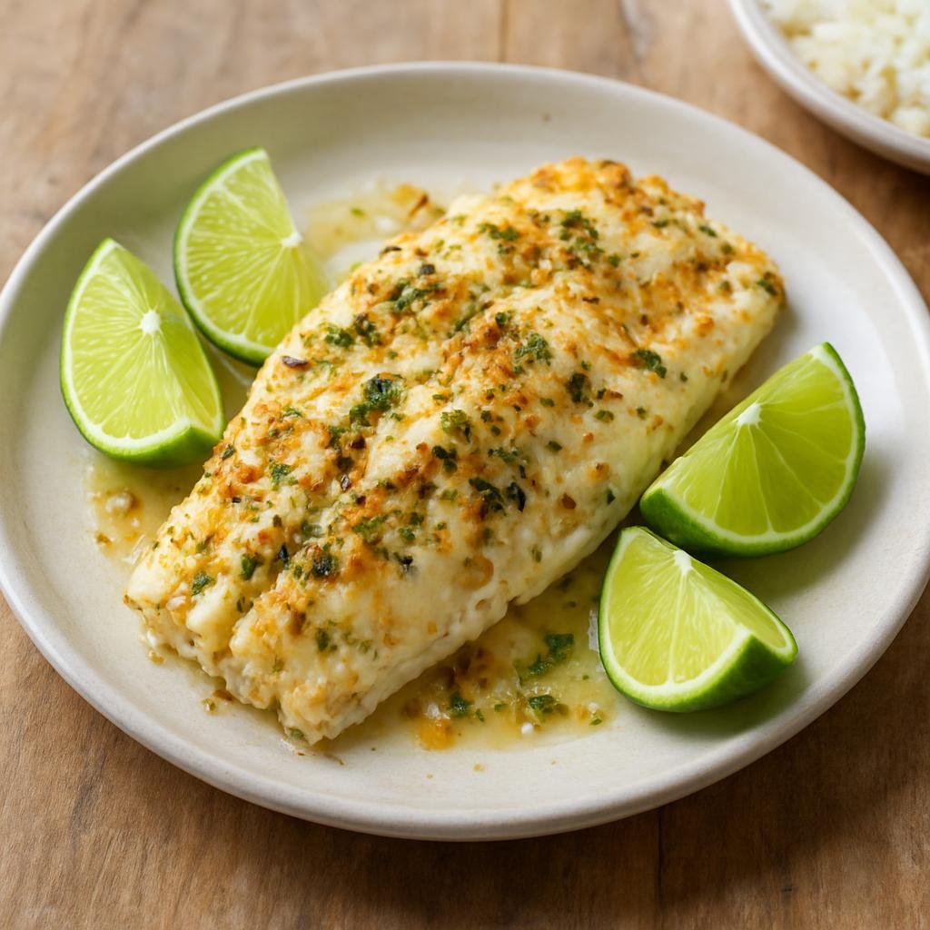 Entree: Pitcairn – Southern Culinary Region – Baked Fish with Lime (Island-style baked white fish seasoned with lime, garlic, and coconut-flavored aromatics) recipe