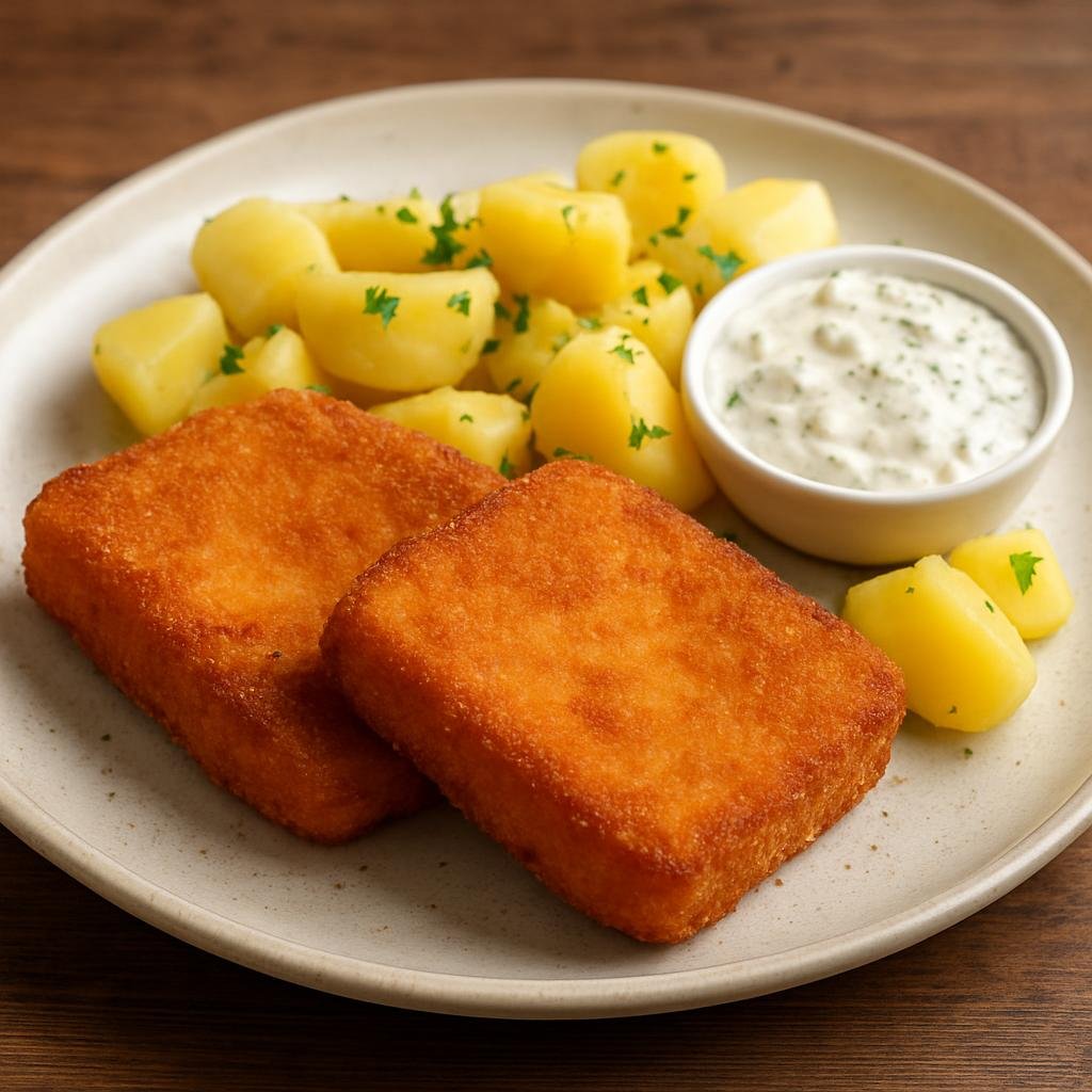 Entree: Slovakia – Southern Culinary Region – Vyprážaný Syr (Breaded and deep-fried cheese slices typically served with tartar sauce and potatoes) recipe