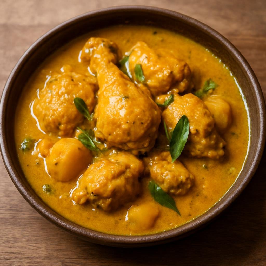 Entree: Timor-Leste – Southern Culinary Region – Caril de Galinha (A Timorese Portuguese-style chicken curry simmered in coconut milk with aromatics and mild spices) recipe