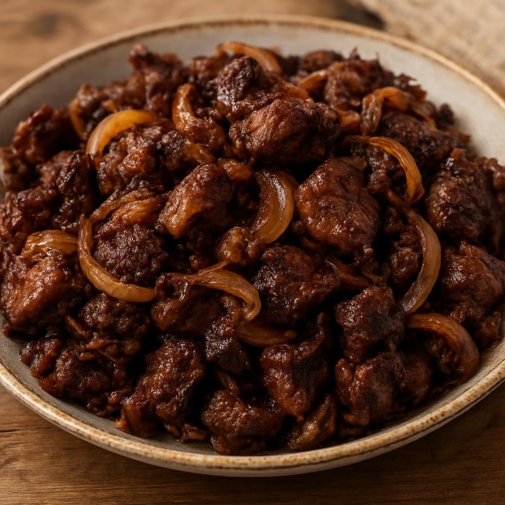 Entree: Turkmenistan – Southern Culinary Region – Gowurdak (Slow-caramelized lamb cooked with onions and lamb fat until deeply browned and richly flavored) recipe