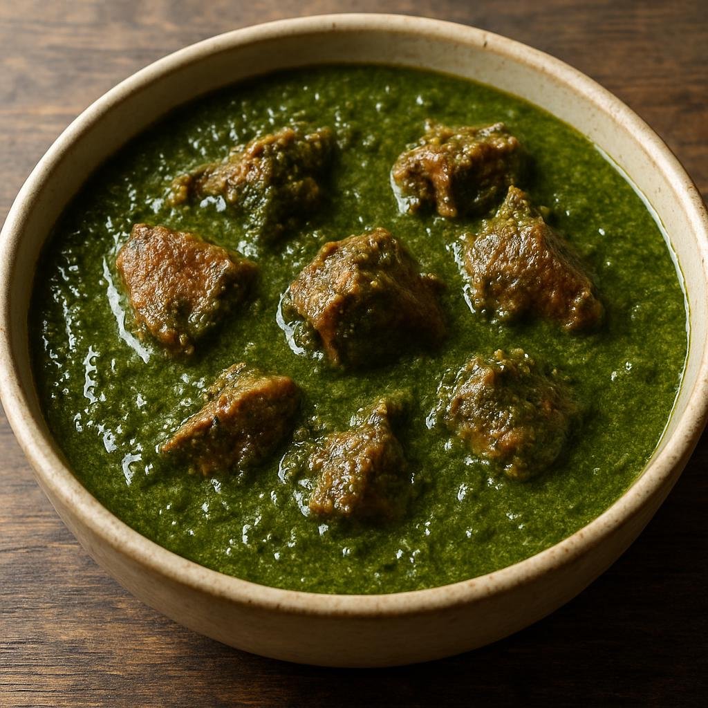 Entree: Nigeria – Hausa-Fulani North – Miyan Kuka (Thick Hausa soup made with powdered baobab leaves and meat) recipe