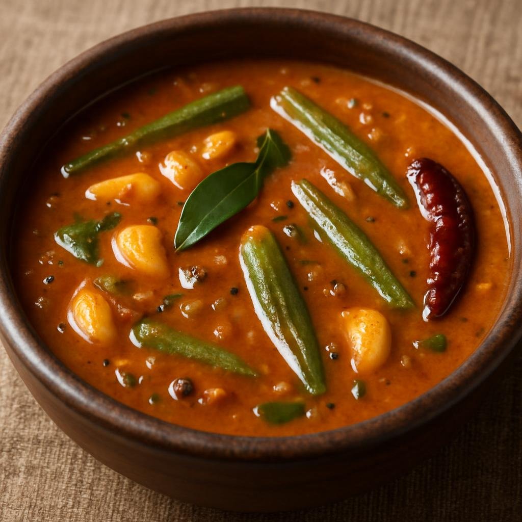 Entree: India – Tamil Nadu – குழம்பு ➤ Kuzhambu (Tangy tamarind-based South Indian stew with spices and vegetables) recipe