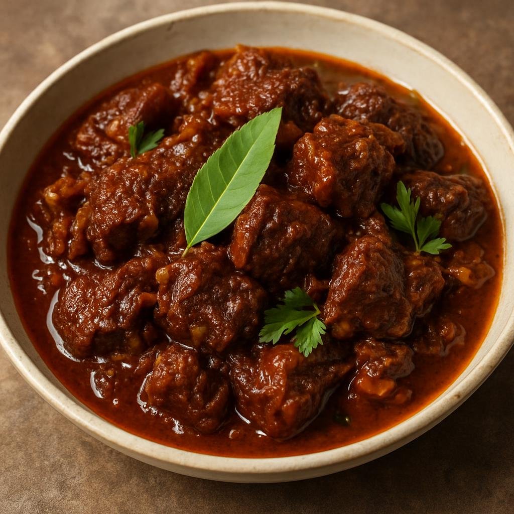 Entree: Madagascar – Southern Culinary Region – Hen'omby Ritra (Slow-braised Malagasy beef in a tangy tamarind and ginger sauce) recipe