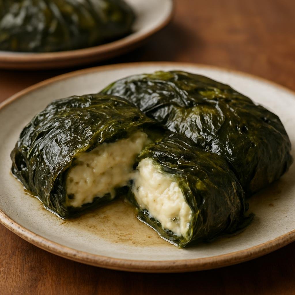 Entree: Wallis and Futuna – Southern Culinary Region – Palusami (Taro leaves filled with rich coconut cream and aromatics, wrapped and baked until tender) recipe