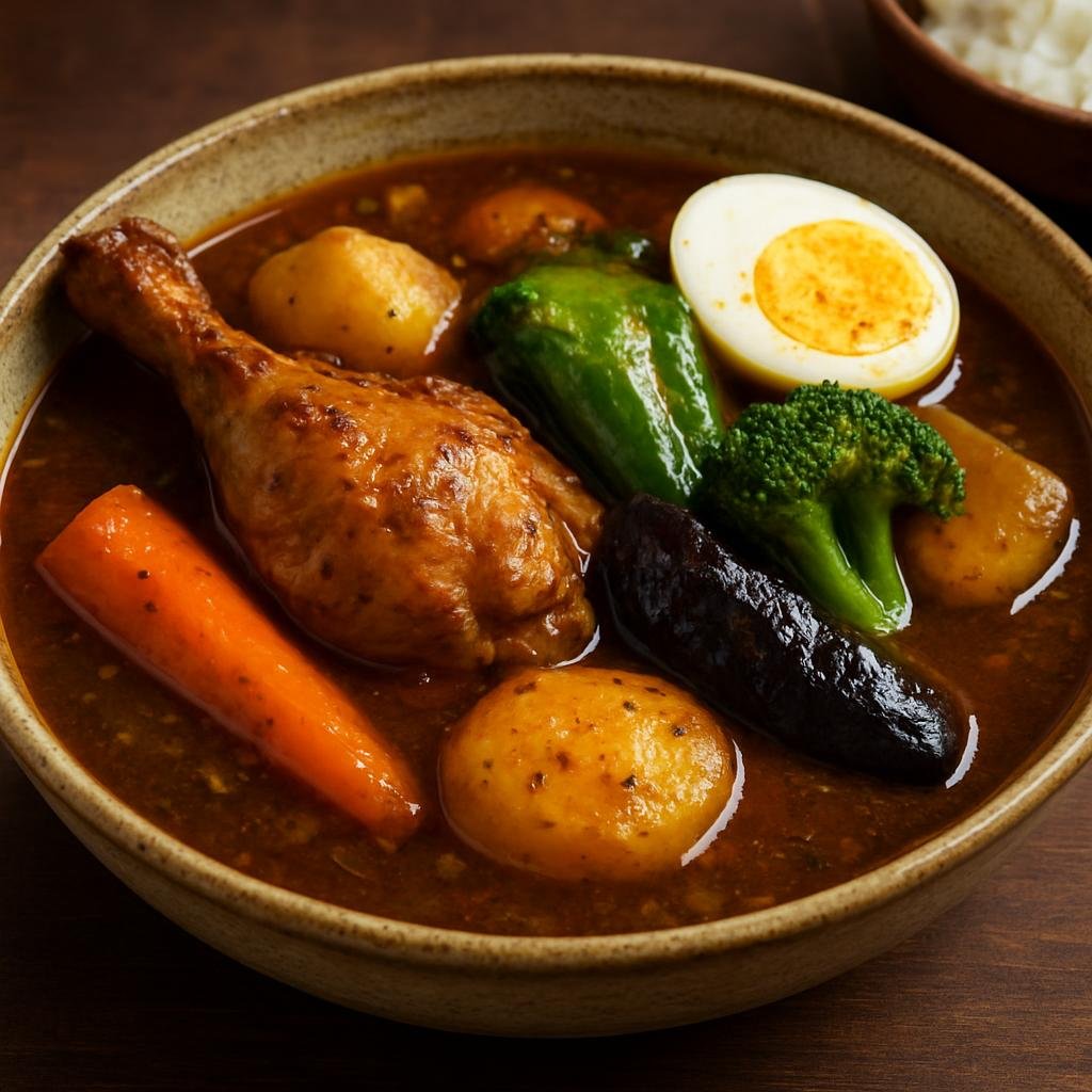 Entree: Japan – Hokkaido – 札幌スープカレー ➤ Sapporo Sūpu Karē (Hokkaido-style soupy curry with braised chicken and vegetables) recipe