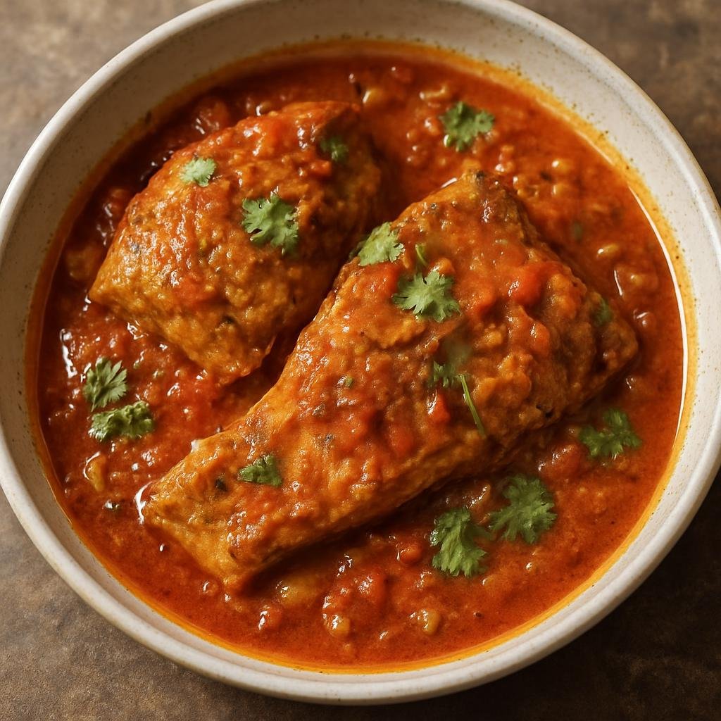 Entree: South Africa – Durban Indian – Fish Masala (Durban-style curried fish simmered in a spiced tomato and onion gravy) recipe