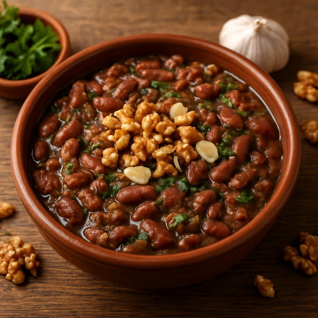 Entree: Georgia – Kakheti – ლობიო ➤ Lobio (Hearty Georgian stewed red kidney beans flavored with garlic, herbs, and walnuts) recipe