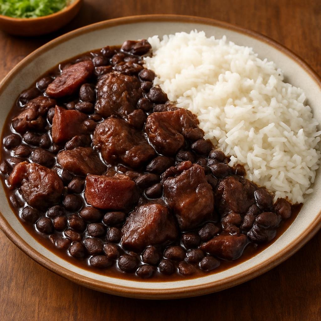 Entree: Cape Verde – Northern Culinary Region – Feijoada (Hearty slow-simmered black bean stew with mixed pork cuts served with rice) recipe