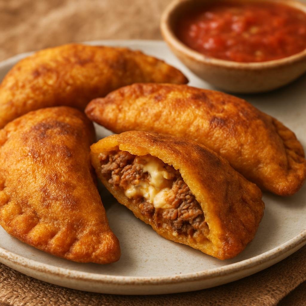 Entree: El Salvador – Northern Culinary Region – Empanadas de Plátano (Fried ripe plantain turnovers filled with seasoned meat and cheese) recipe