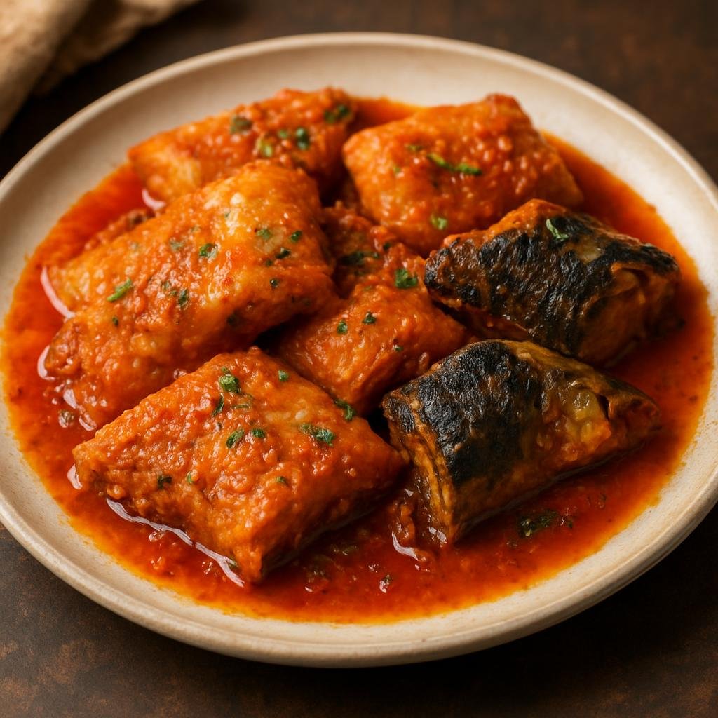 Entree: Equatorial Guinea – Northern Culinary Region – Ekwang (Grated cocoyam parcels cooked in palm oil with smoked fish and spices) recipe