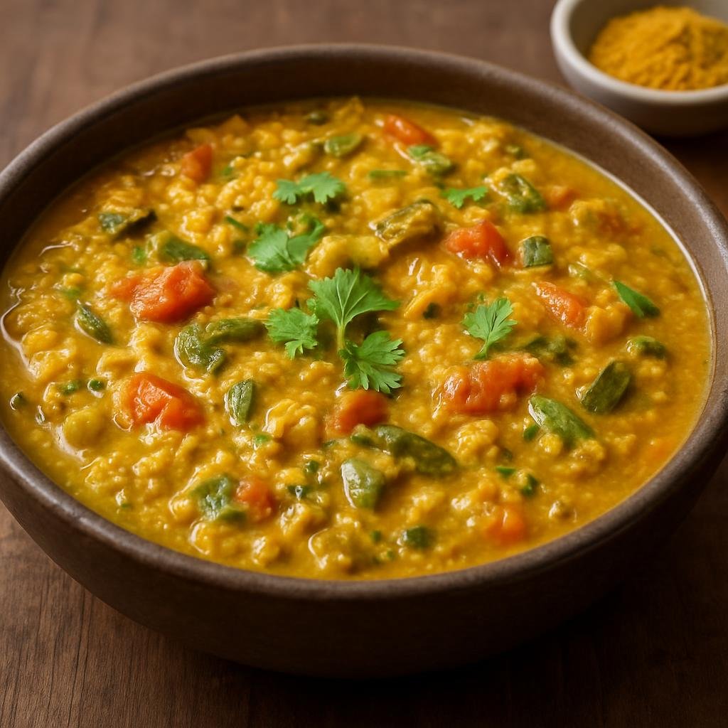Entree: India – Sindhi-Indian – Sindhi Curry (sour vegetable curry with chickpea flour) recipe