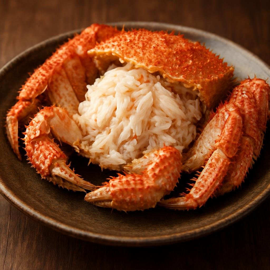Entree: Japan – Hokkaido – 北海道の蟹 ➤ Hokkaidō no kani (Fresh Hokkaido crab boiled or steamed and served simply to highlight sweet, delicate meat) recipe