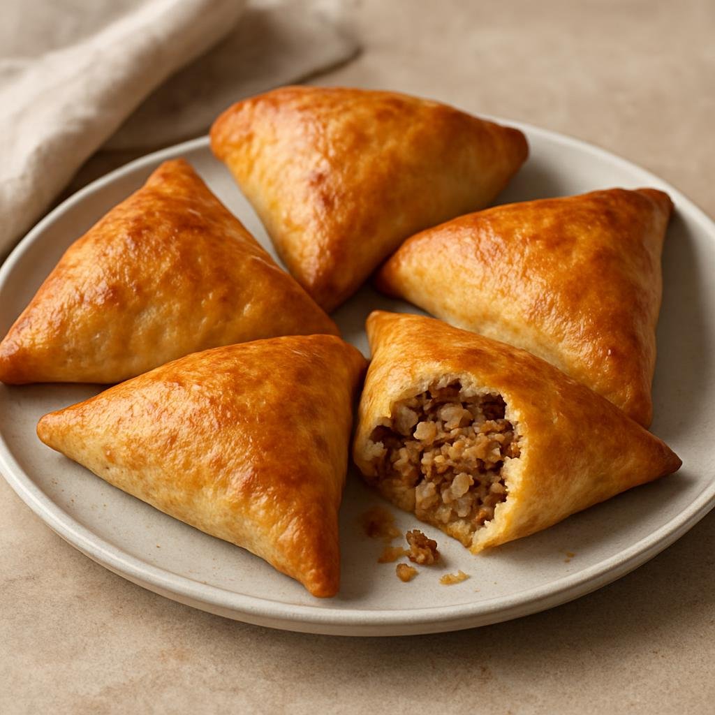 Entree: Kazakhstan – Southern Kazakhstan – Самса ➤ Samsa (Baked savory triangular pastry filled with spiced meat and onions) recipe