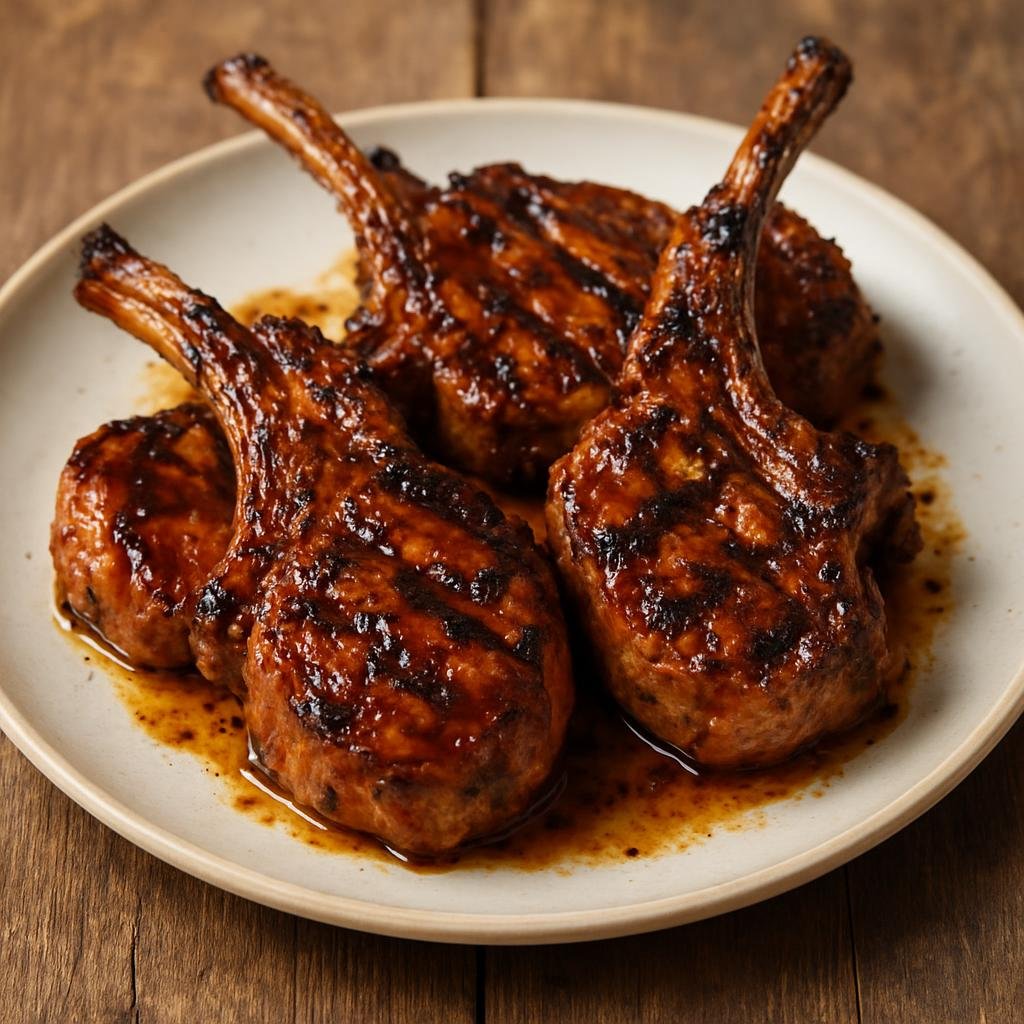 Entree: Pitcairn – Southern Culinary Region – Barbecued Lamb Chops (Grilled seasoned lamb rib chops with a sweet-savory island-style marinade) recipe