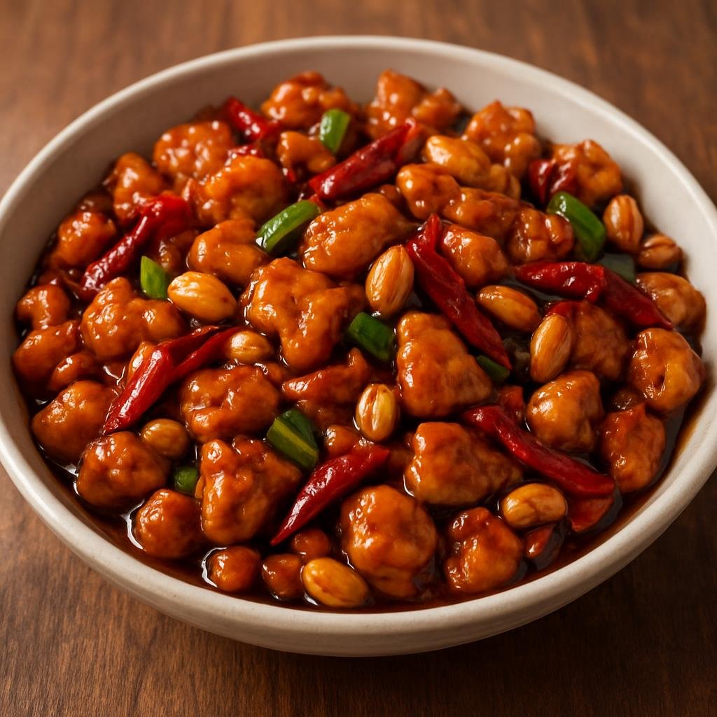 Entree: Malaysia – Malaysian Chinese – 宮保雞丁 ➤ Gōng bǎo jī dīng (Spicy diced chicken stir-fry with peanuts and chilies in a savory-sweet sauce) recipe