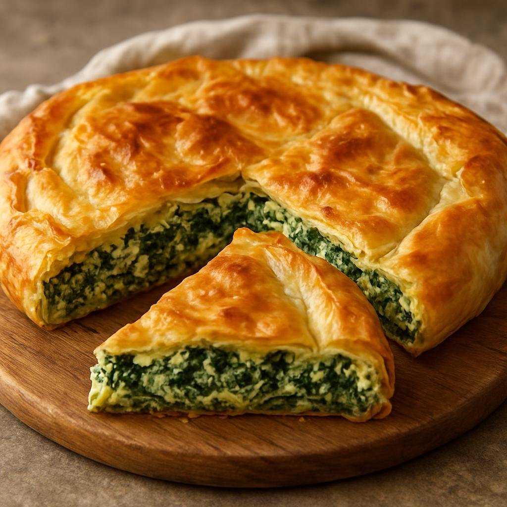 Entree: Bosnia and Herzegovina – Northern Culinary Region – Pita zeljanica (Savory layered phyllo pie filled with spinach and fresh white cheese and eggs) recipe