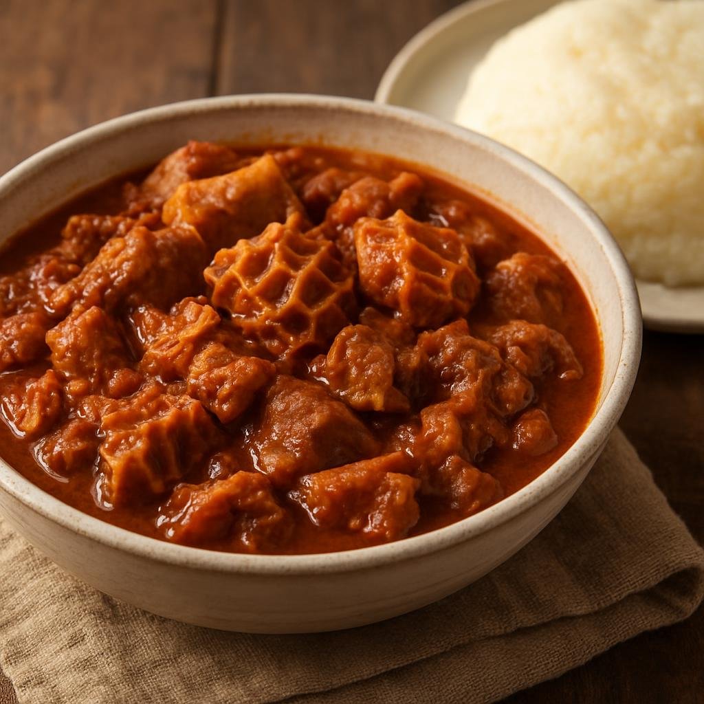 Entree: Botswana – Northern Culinary Region – Mogodu (Slow‑simmered beef tripe stew traditionally served with maize porridge (pap) recipe