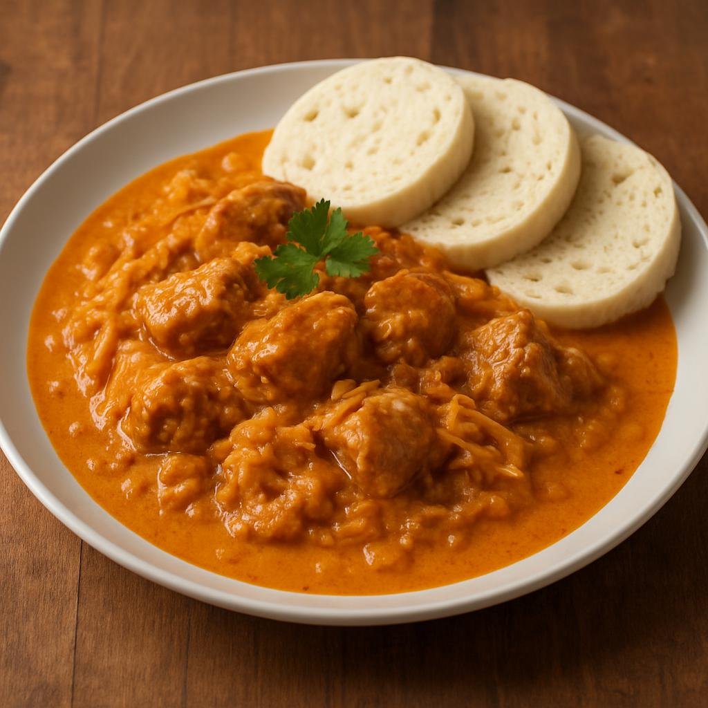 Entree: Czechia – Moravia – Segedínský guláš (Pork and sauerkraut stew simmered in a paprika and sour cream sauce) recipe