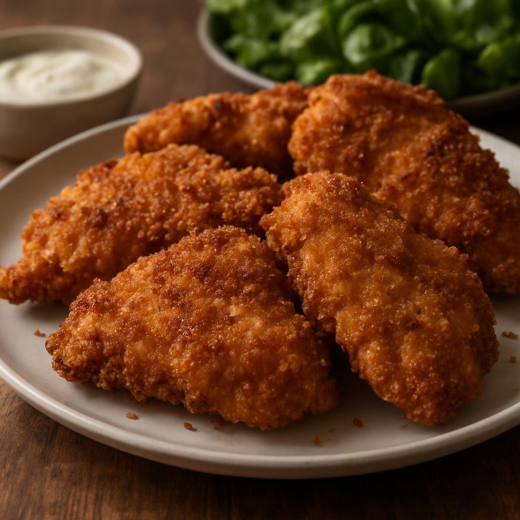 Entree: Slovenia – Southern Culinary Region – Ocvrti Piščanec (Classic Slovenian-style breaded and fried chicken with a crisp golden crust) recipe