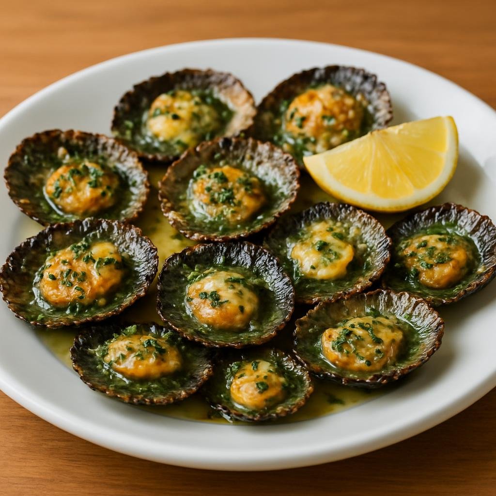 Entree: Portugal – Azores – Lapas Grelhadas (Grilled Azorean limpets served with garlic-herb butter and lemon) recipe