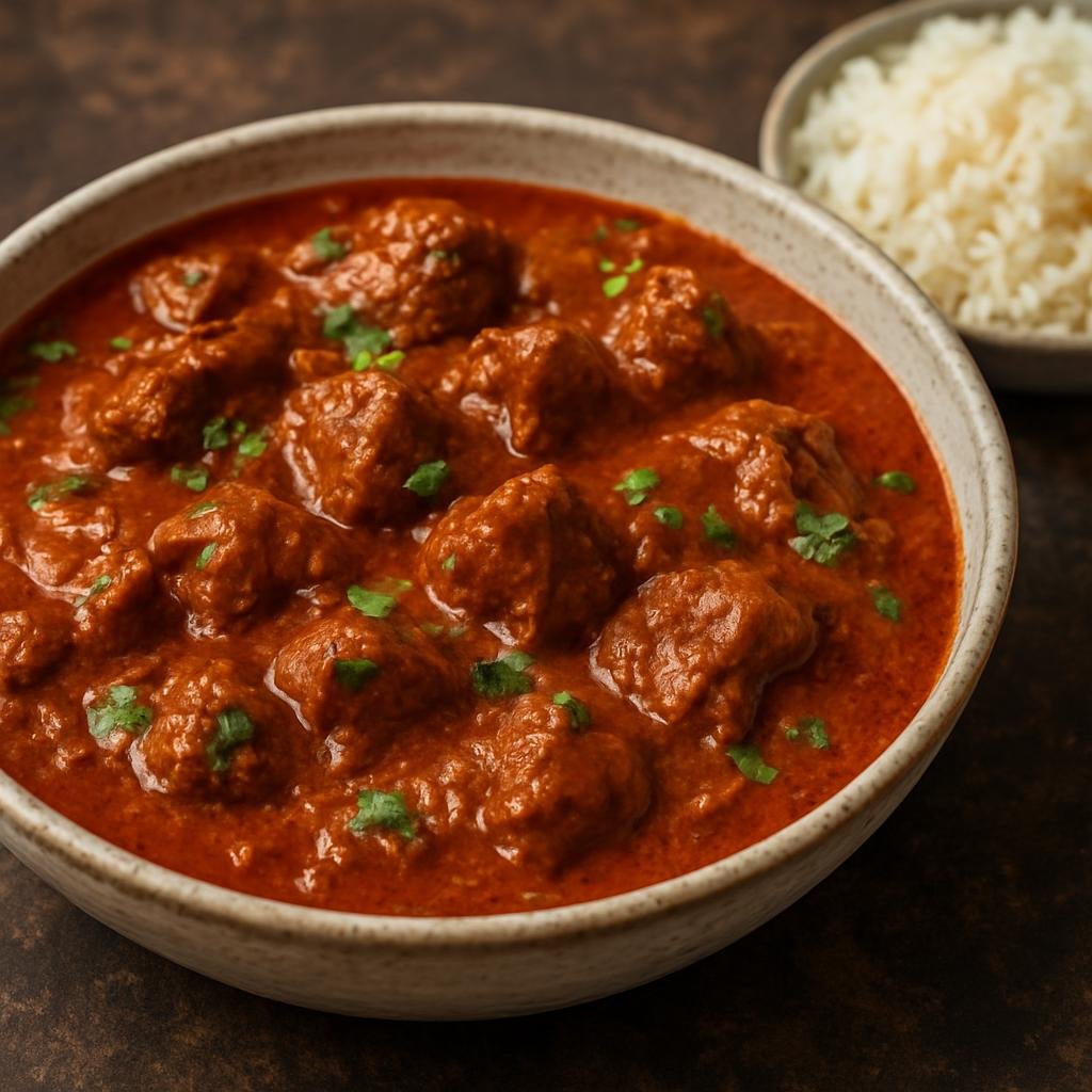 Entree: South Africa – Durban Indian – Lamb Rogan Josh (Slow-cooked spiced lamb curry in a fragrant red, yogurt-based sauce) recipe