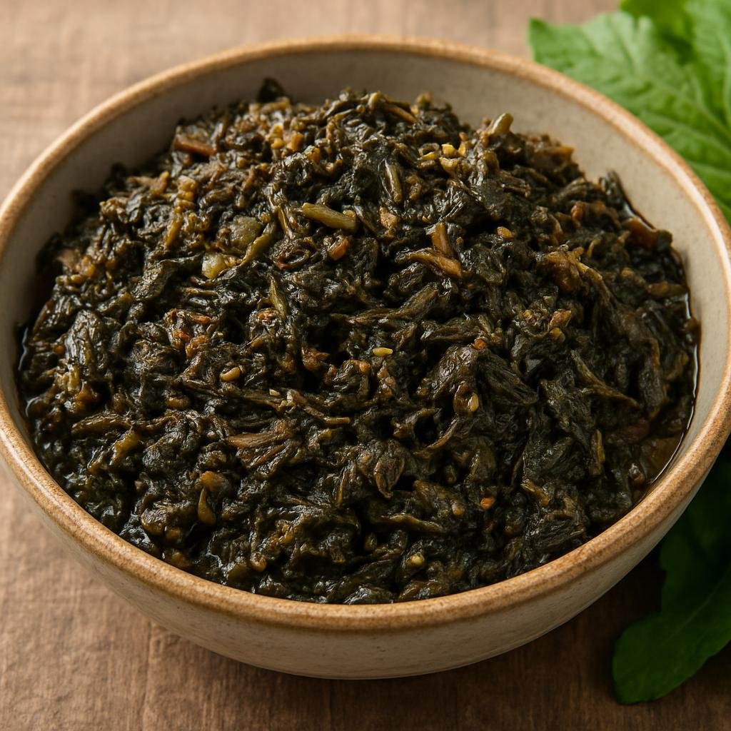 Entree: India – Sikkim & Himalayan – गुन्द्रुक ➤ Gundruk (Sour fermented leafy-green vegetable stew made from dried, fermented greens) recipe