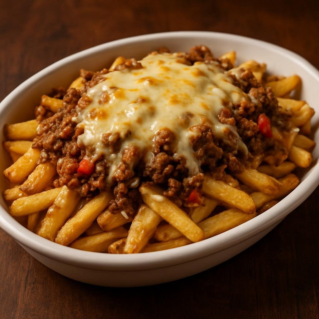 Entree: Dominican Republic – Northern Culinary Region – Yaroa (Layered street-casual casserole of French fries topped with seasoned meat and melted cheese) recipe