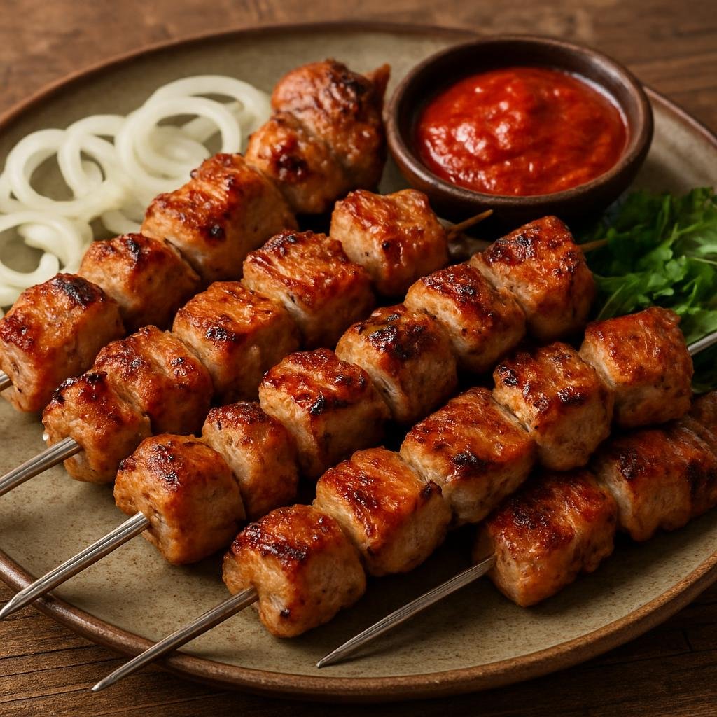 Entree: Lithuania – Southern Culinary Region – Šašlykai (Skewered marinated and grilled pork kebabs) recipe