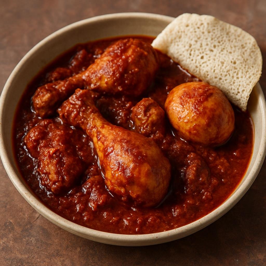 Entree: Ethiopia – Central Culinary Region – ዶሮ ወጥ ➤ Doro Wot (Spicy Ethiopian braised chicken stew simmered in berbere and niter kibbeh) recipe